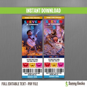 Coco Birthday Ticket Invitations Set II